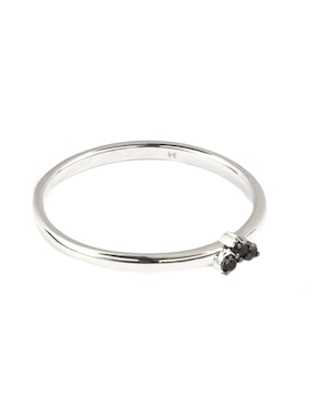 Anillo de corazón Ingrata Fortuna Abante 14 k de oro blanco diamante negro brillante