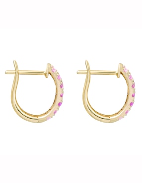 Aretes Riccardo Orsato de oro con acabado pavé zafiro rosa