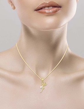 Collar de flor Fianelli Perly de oro amarillo 14 K