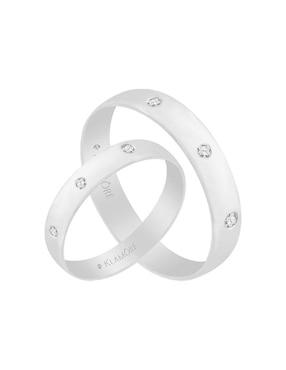 Argolla de oro blanco 14 k Essenza Amori diamante