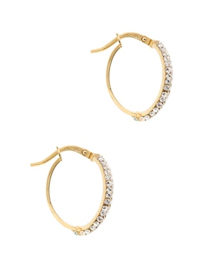 Arete corto Del Pia de oro 14 K con acabado pavé cristal