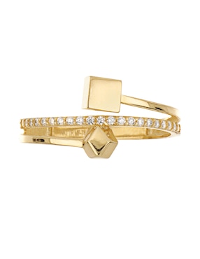 Anillo Dinasti 14 k de oro amarillo zirconia