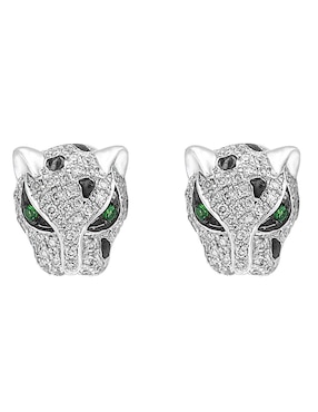 Broqueles de pantera Effy Citrus de oro con acabado brillante diamante y tsavorita