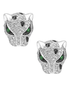 Broqueles de pantera Effy Citrus de oro con acabado brillante diamante y tsavorita