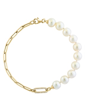 Pulsera Effy de oro con diamante y perla 14 k Luna