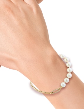 Pulsera Effy de oro con diamante y perla 14 k Luna
