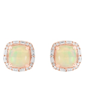 Broqueles cuadrados Effy Aurora de oro con acabado brillante diamante y ópalo