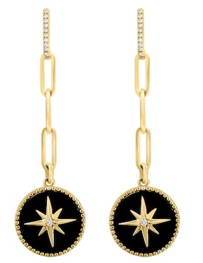 Aretes redondos Effy Eclipse de oro diamante y ónix