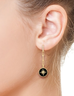 Aretes redondos Effy Eclipse de oro diamante y ónix