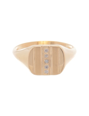 Anillo Cuadrado Fonelli 14 K De Oro Amarillo Diamante