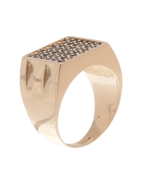 Anillo cuadrado Fonelli 14 k de oro diamante negro pulido