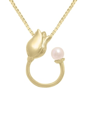 Colgante Y Dije de flor Fianelli tulipán de oro 14 K perla