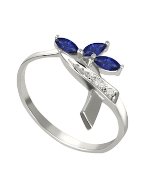 Anillo Fascinare Praga 14 k de oro zafiro y diamante brillante