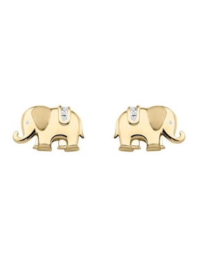 Arete Corto De Elefante Fianelli Elefantino De Oro 14 K Diamante