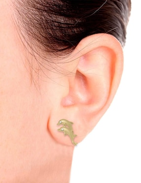 Aretes de delfín Fianelli Delfín de oro con acabado brillante diamante