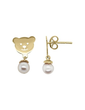Aretes de oso Fianelli Ilse de oro con acabado brillante perla