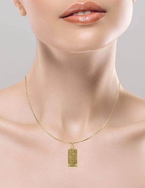 Dije rectangular Fianelli kartush de oro 14 K