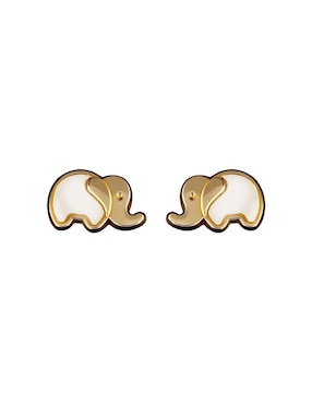 Broqueles de elefante Giallo de oro amarillo 14 K con acabado espejo madre perla