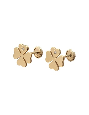 Broqueles de flor Giallo de oro con acabado espejo zirconia