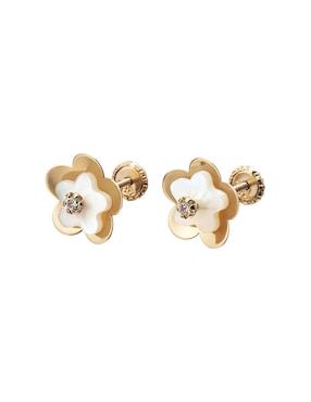 Broqueles de flor Giallo de oro con acabado espejo zirconia