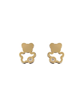 Broquel De Oso Giallo Exclusiva De Oro Amarilo 14 K Zirconia