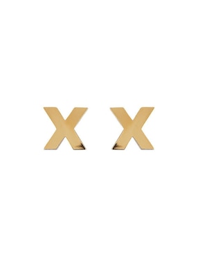 Broqueles de letra x Giallo Exclusiva de oro con acabado espejo