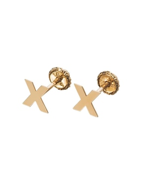 Broqueles de letra x Giallo Exclusiva de oro con acabado espejo