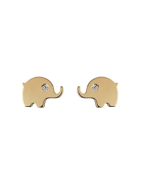 Broquel De Elefante Giallo Exclusiva De Oro Amarilo 14 K Zirconia