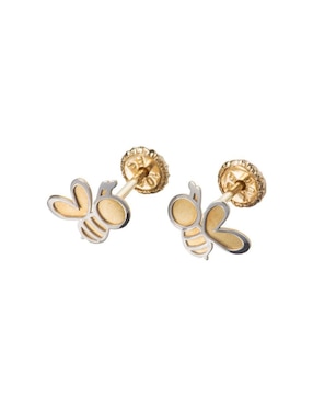 Broqueles de abeja Giallo de oro amarillo 14 K con acabado espejo
