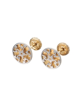 Broqueles de flor Giallo de oro con acabado espejo