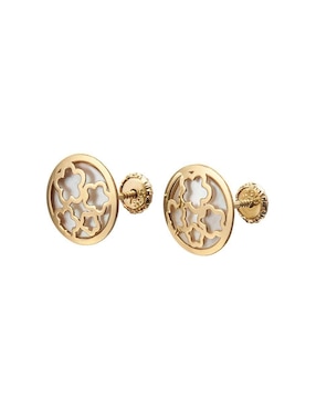 Broqueles de flor Giallo Exclusiva de oro con acabado espejo madre perla