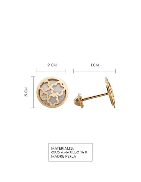Broqueles de flor Giallo Exclusiva de oro con acabado espejo madre perla