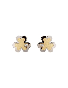 Broqueles de flor Giallo Exclusiva de oro con acabado espejo zirconia