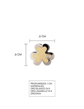 Broqueles de flor Giallo Exclusiva de oro con acabado espejo zirconia