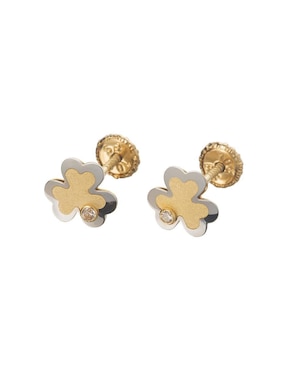 Broqueles de flor Giallo Exclusiva de oro con acabado espejo zirconia