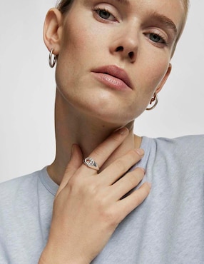 Anillo ovalado Tous Manifesto de plata brillante
