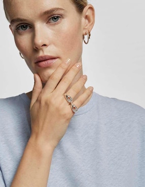 Anillo ovalado Tous Manifesto de plata brillante