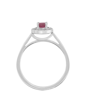Anillo Fascinare Clara 14 k de oro blanco rubí y diamante pavé