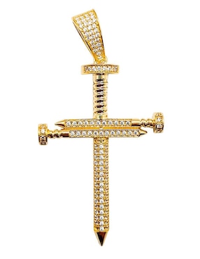 Dije De Cruz Crixus Joyeria De Oro Amarillo 10 K Zirconia