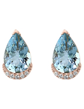 Broqueles de gota Effy Aquarius de oro con acabado pavé diamante y aguamarina