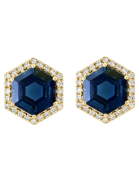 Broqueles hexagonales Effy Ocean Bleu de oro con acabado pavé topacio azul de londres
