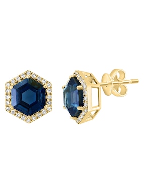 Broqueles hexagonales Effy Ocean Bleu de oro con acabado pavé topacio azul de londres