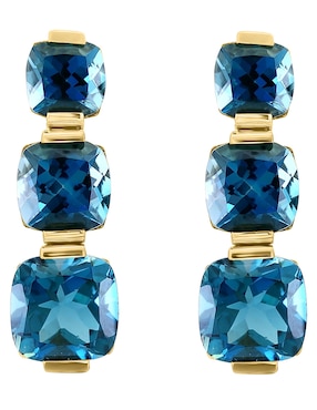 Aretes cuadrados Effy Ocean Bleu de oro con acabado lustre topacio azul de londres