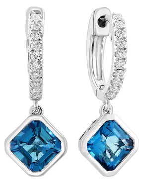 Aretes cuadrados Effy Ocean Bleu de oro con acabado pavé topacio y diamante