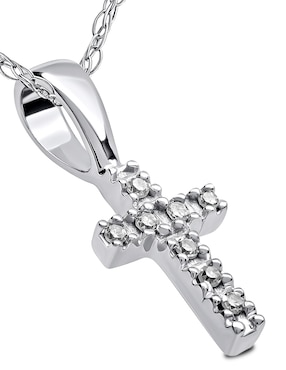 Collar de cruz Jayda de oro blanco 14 K