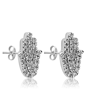 Aretes de mano de fátima Jayda de oro blanco con acabado brillante diamante