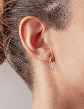 Aretes ovalados Jayda de oro con acabado brillante diamante