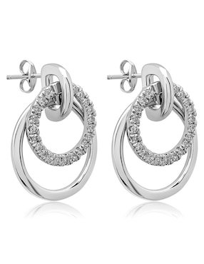Aretes redondos Jayda de oro blanco con acabado brillante diamante
