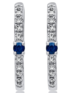 Aretes redondos Jayda de oro blanco con acabado brillante zafiro