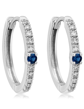 Aretes redondos Jayda de oro blanco con acabado brillante zafiro